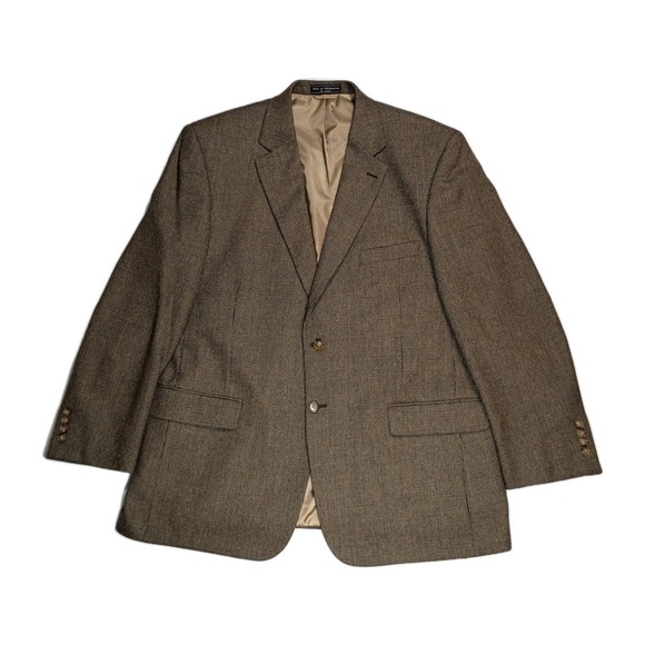 Saddlebred Sport Coat Mens 46R Brown Wool Tweed Blazer Jacket Academia Office - Picture 1 of 9